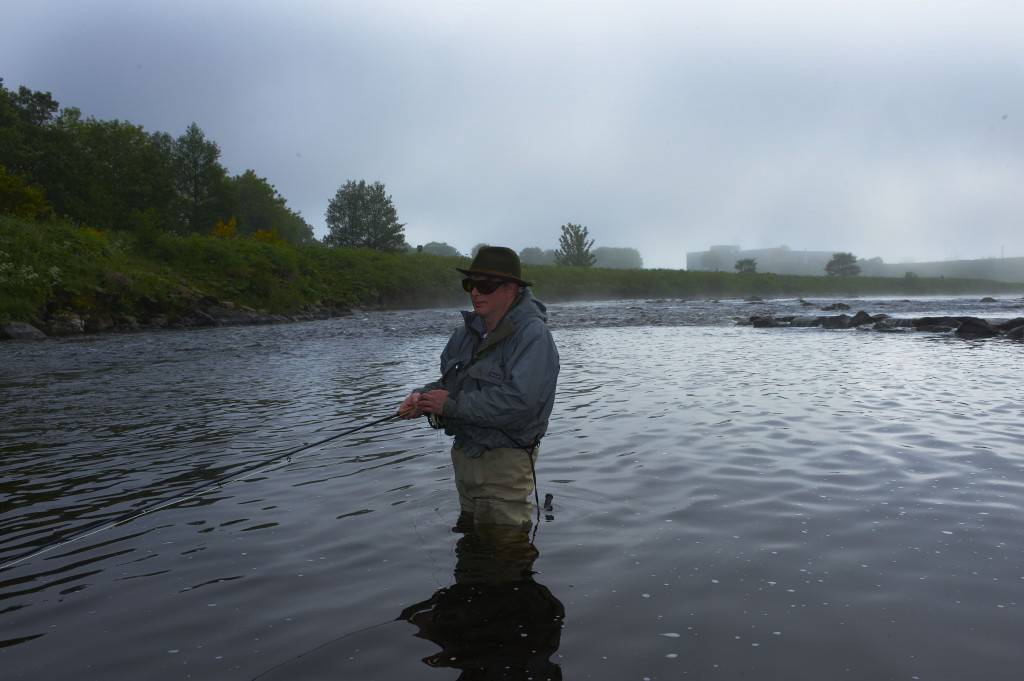 Jerry Rothman fishing a wake fly on the North Esk