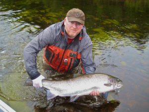 Salmon caught on dry fly - Terry Byrne use Fishmadman Tube Bomber