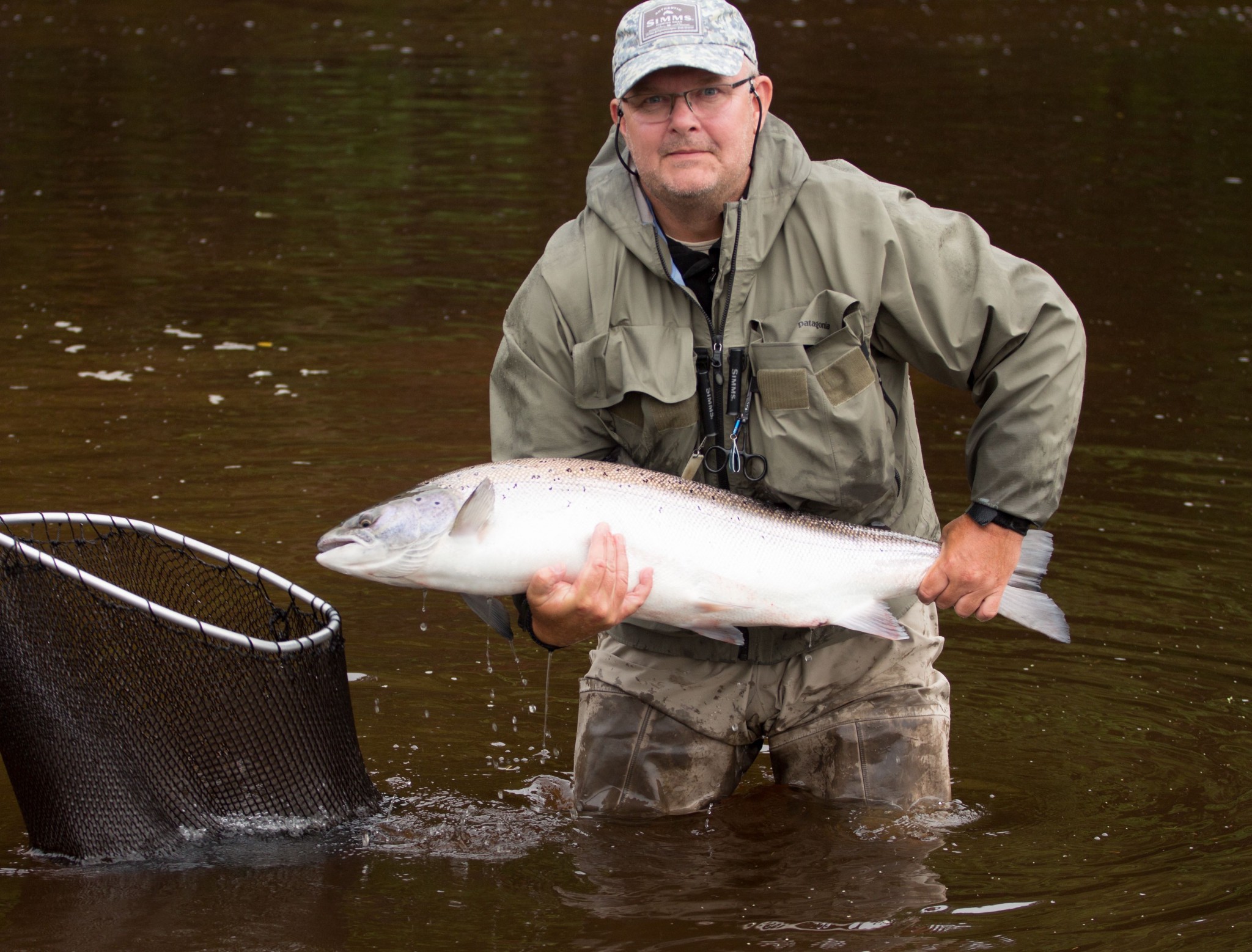 Big salmon caught on dry fly the monster tube caddis