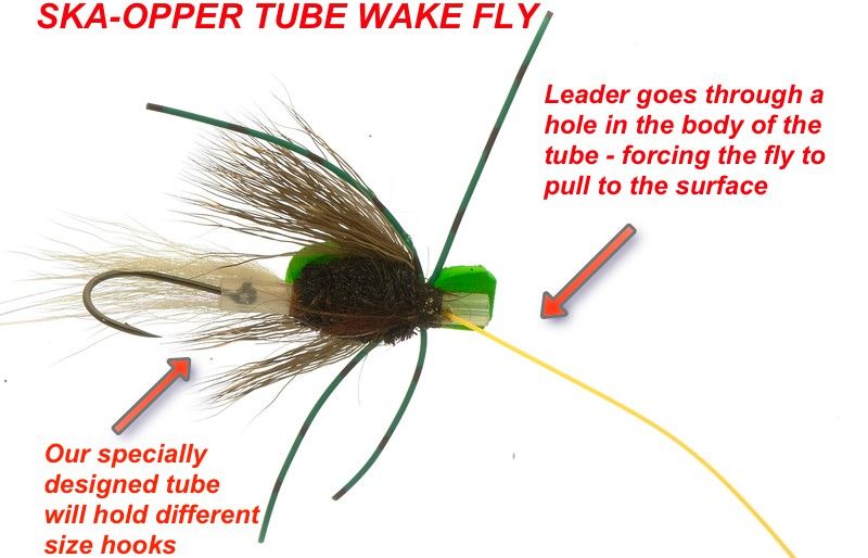 Wake fly on riffling hitch tube